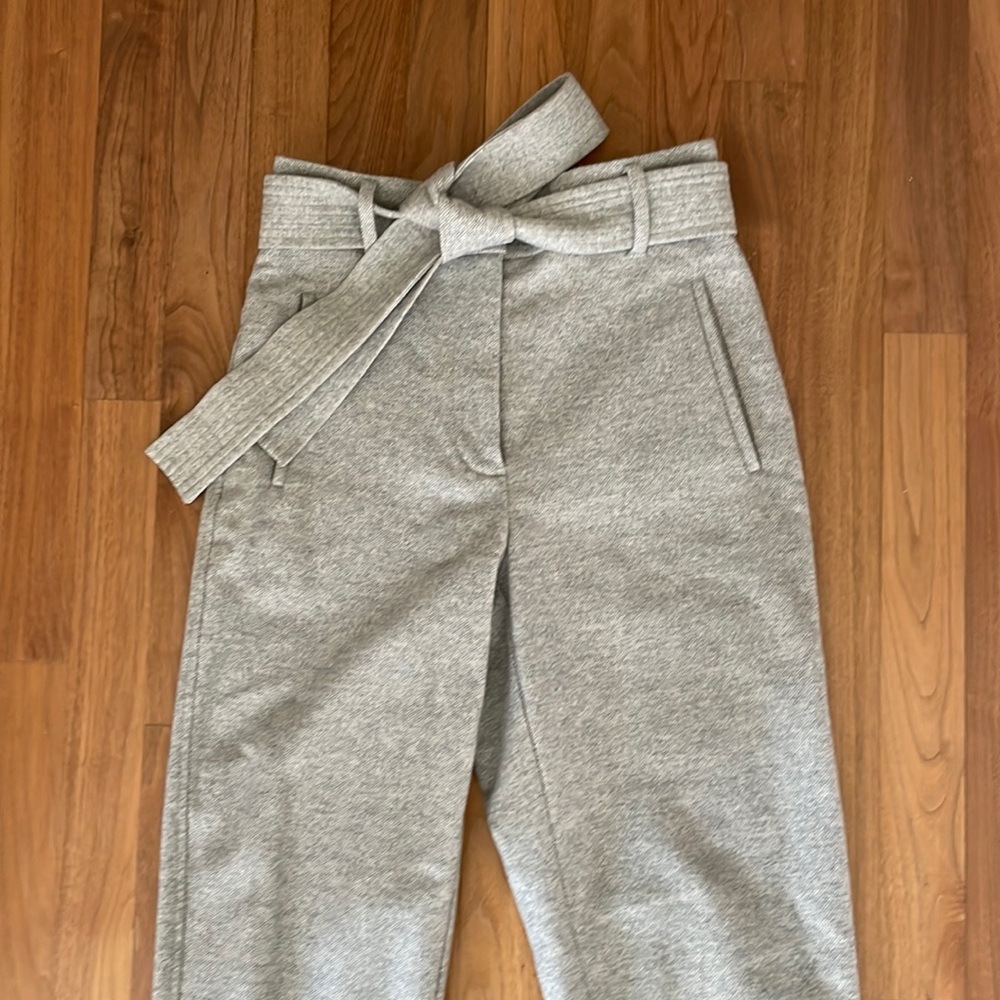 Wilfred soft grey cashmere wool high rise tie waist pant, sz 0